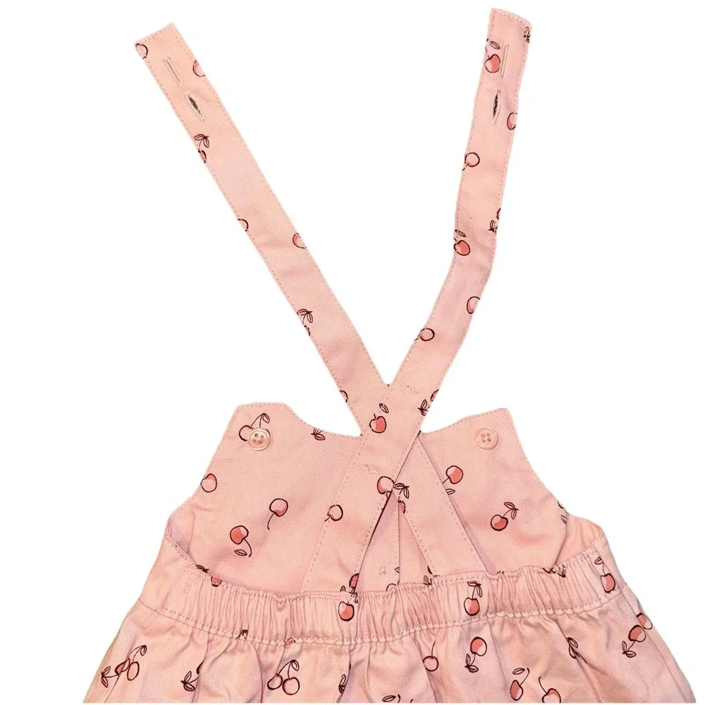 Carters Baby Girl Overall Dress  6 Months Pink Cherries Adjustable Straps Cotton